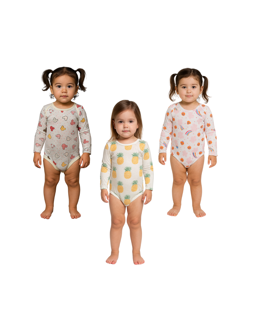 Bodys de niña 100% algodón – Set de 3 diseños | 36 meses