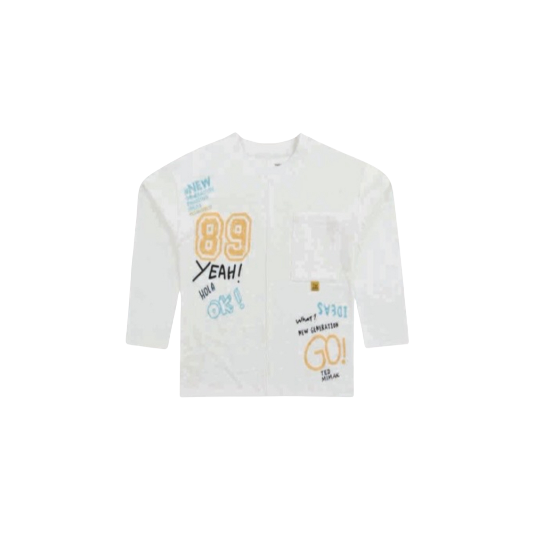 Polera Manga Larga Blanca Niño