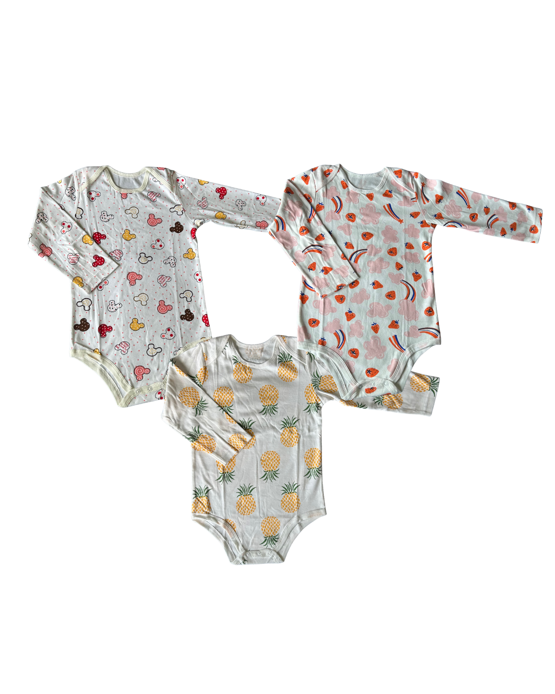 Bodys de niña 100% algodón – Set de 3 diseños | 36 meses