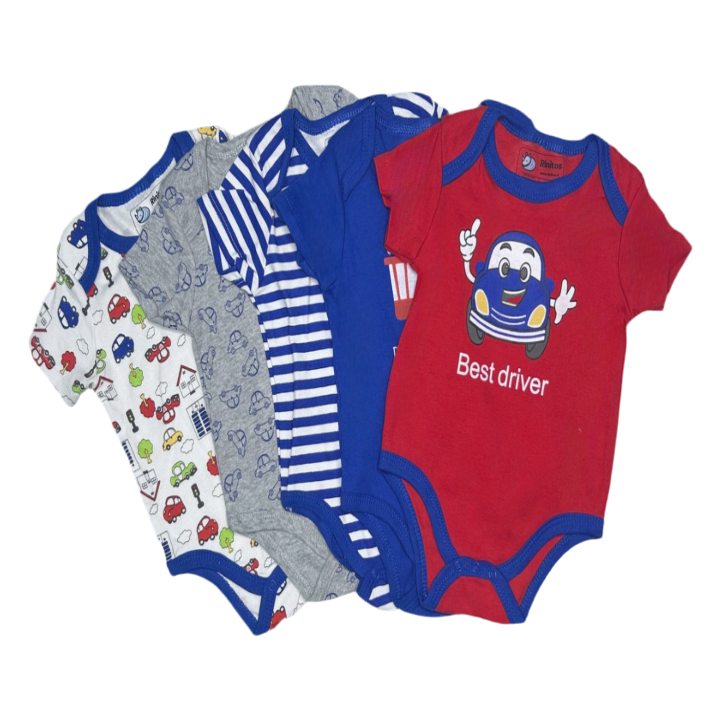 Bodys de niño 100% algodón – Set de 5 diseños divertidos | Rinitos