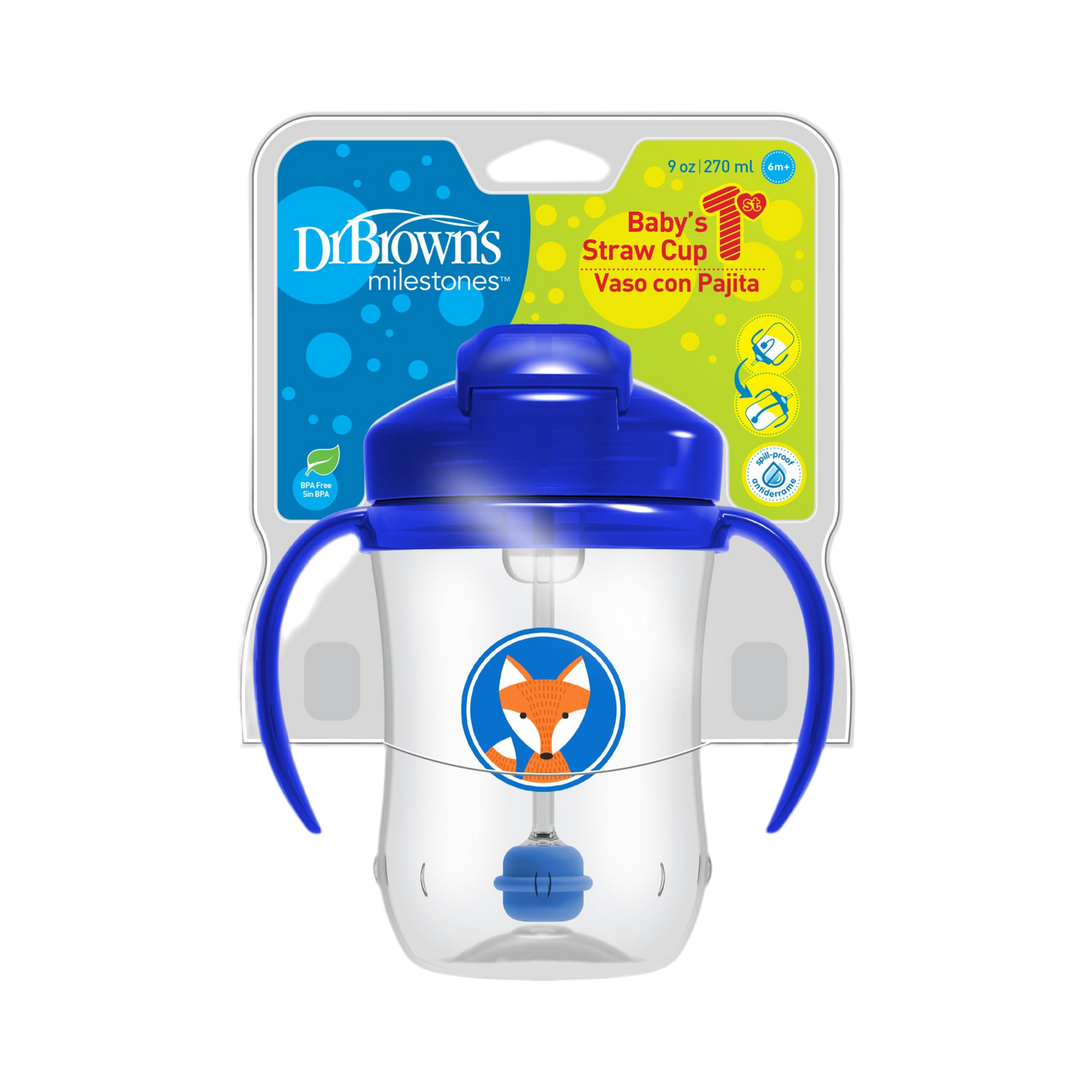 1er Vaso con asas y pajita 270ml 6M+