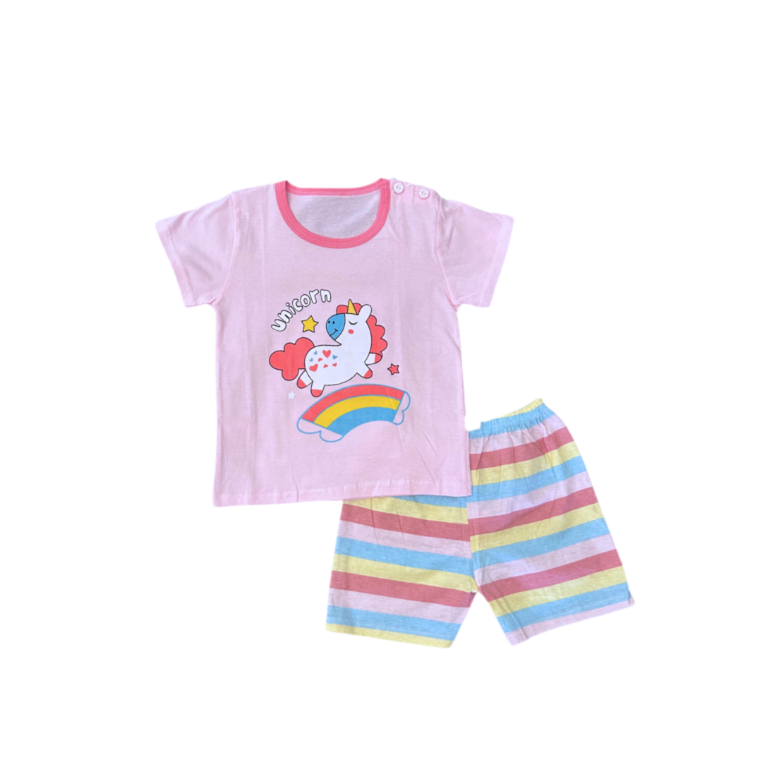 Pijama corto de verano Niña - Unicornio 9-24M
