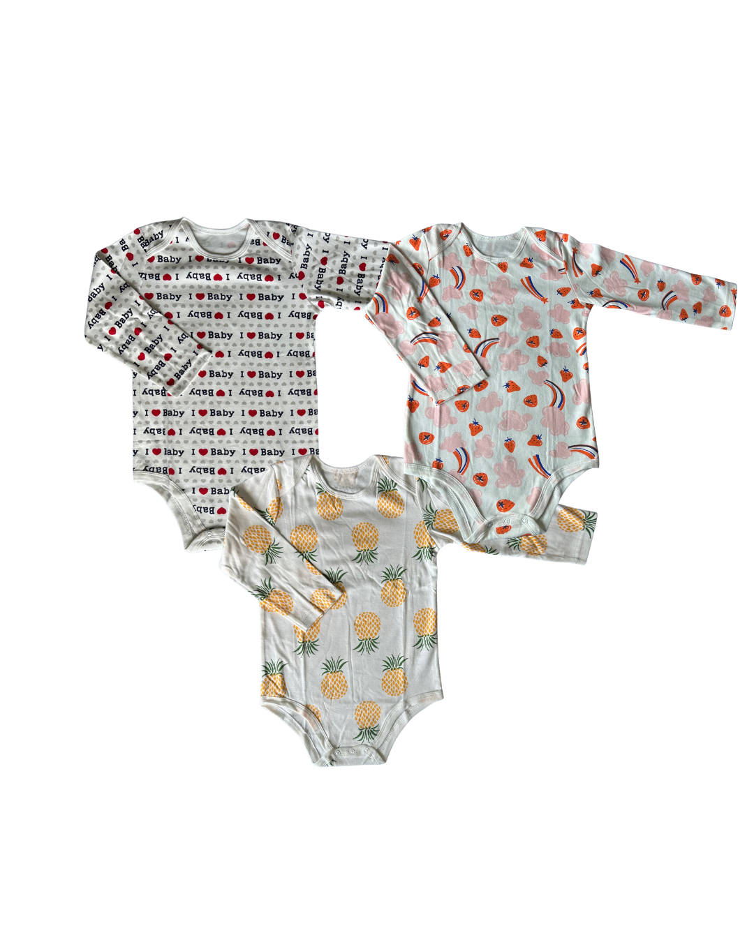Bodys de niña 100% algodón – Set de 3 diseños | 36 meses