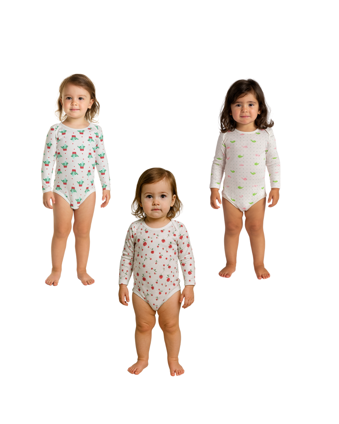 Bodys de niña 100% algodón – Set de 3 diseños | 36 meses