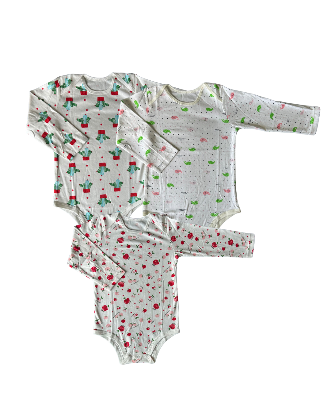 Bodys de niña 100% algodón – Set de 3 diseños | 36 meses