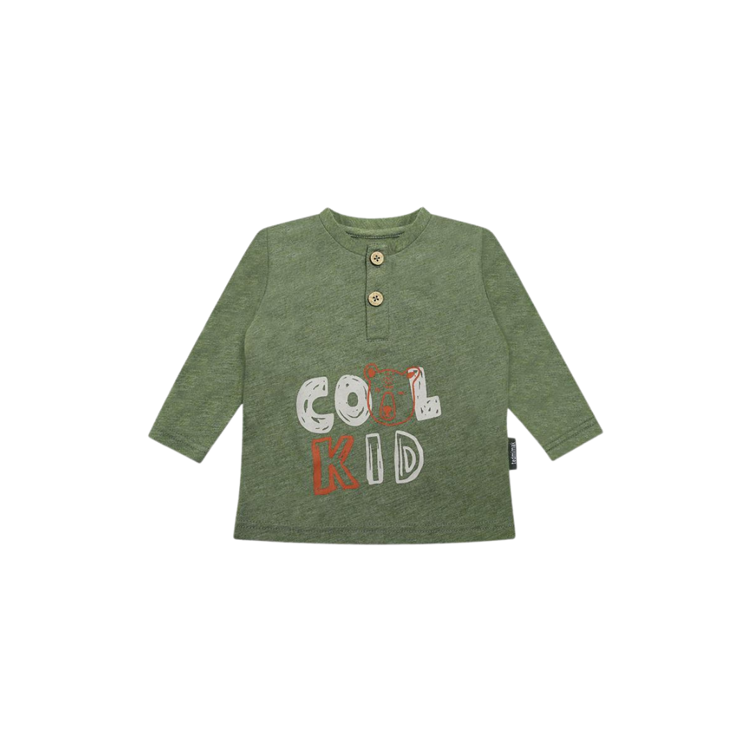 Polera Manga Larga Verde Niño Letras