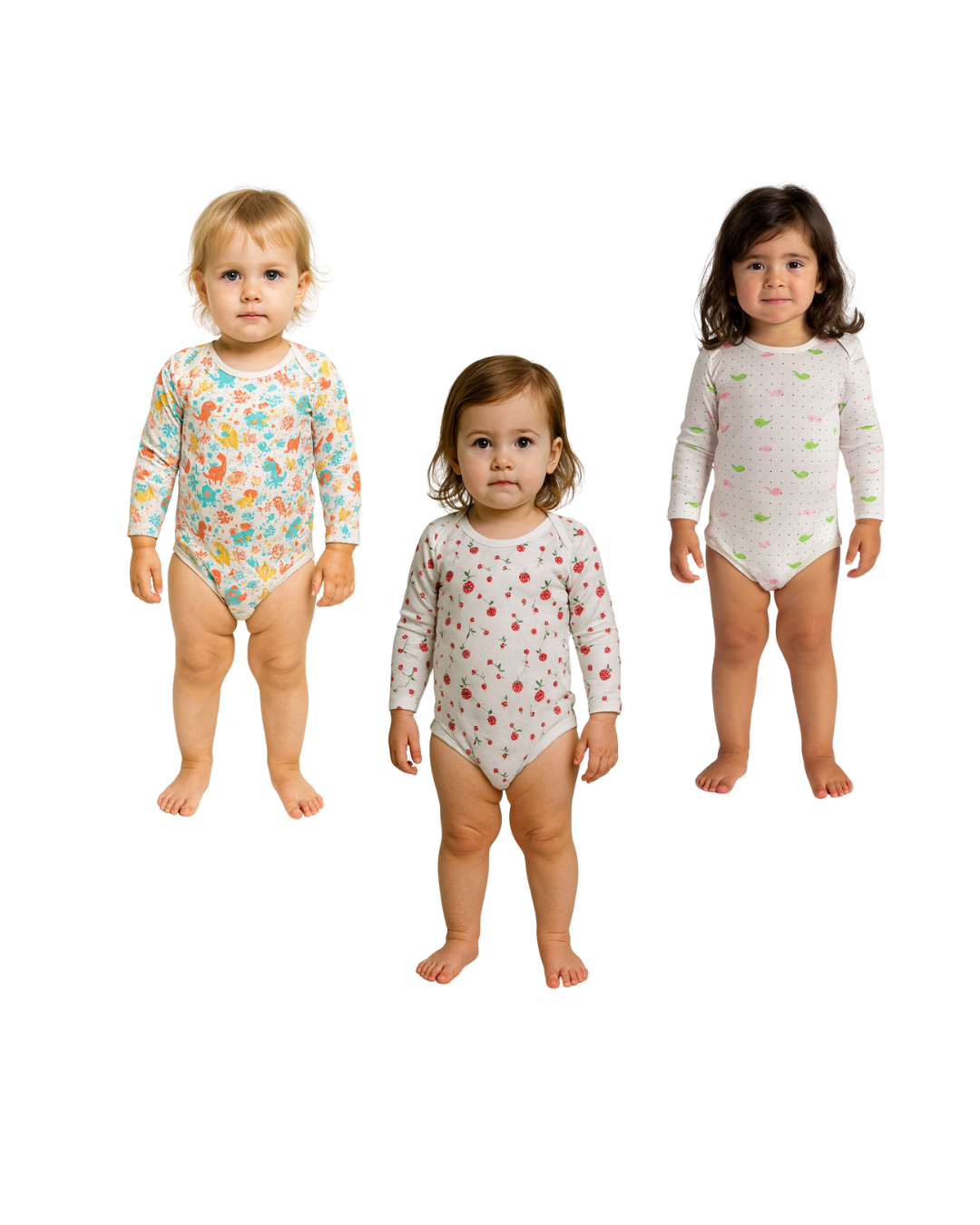 Bodys de niña 100% algodón – Set de 3 diseños | 36 meses