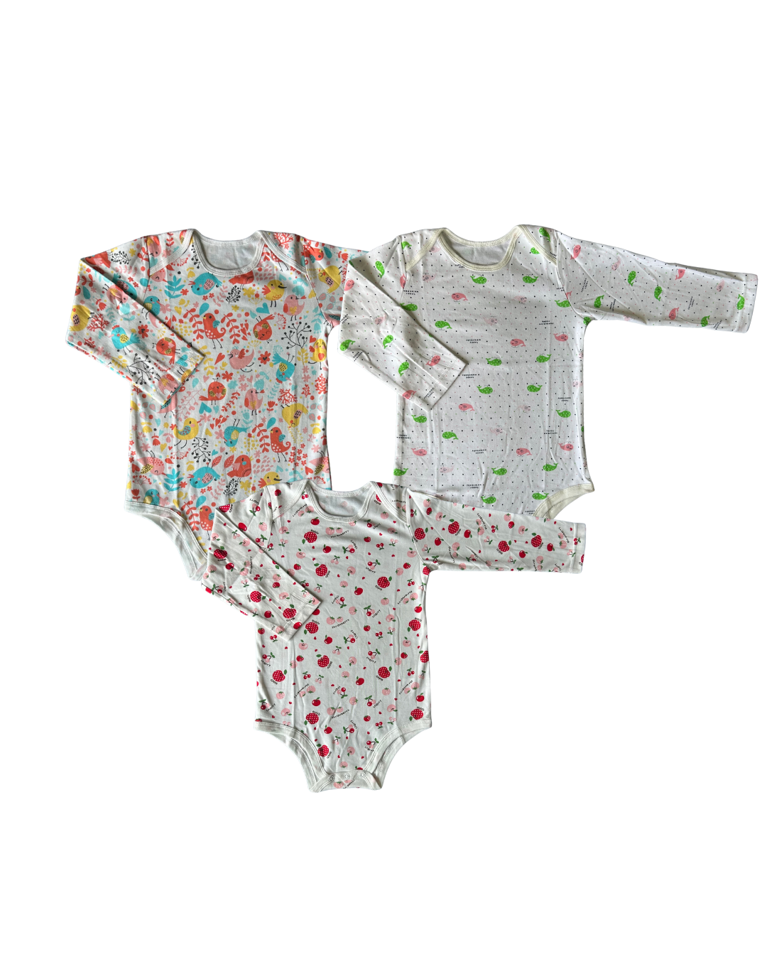 Bodys de niña 100% algodón – Set de 3 diseños | 36 meses