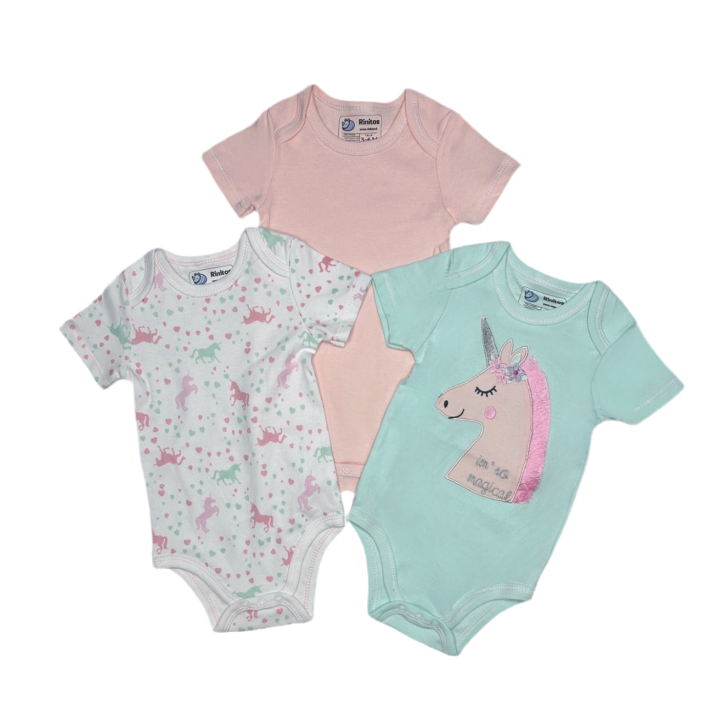Bodys de niña 100% algodón – Set de 3 diseños exclusivos | Rinitos