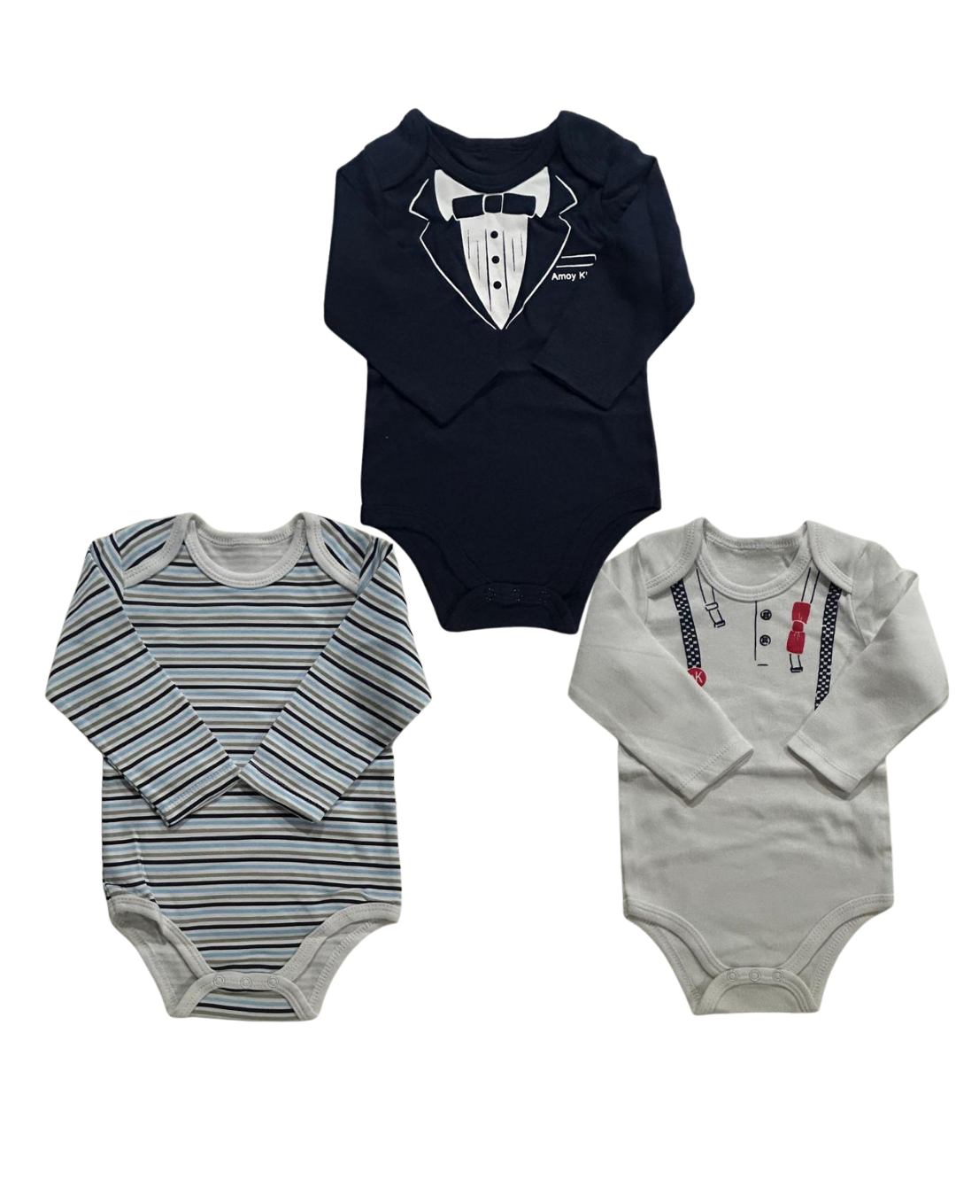 Set de 3 Bodys Bebé Niño | Set de 3 Diseños de 0 a 6 meses