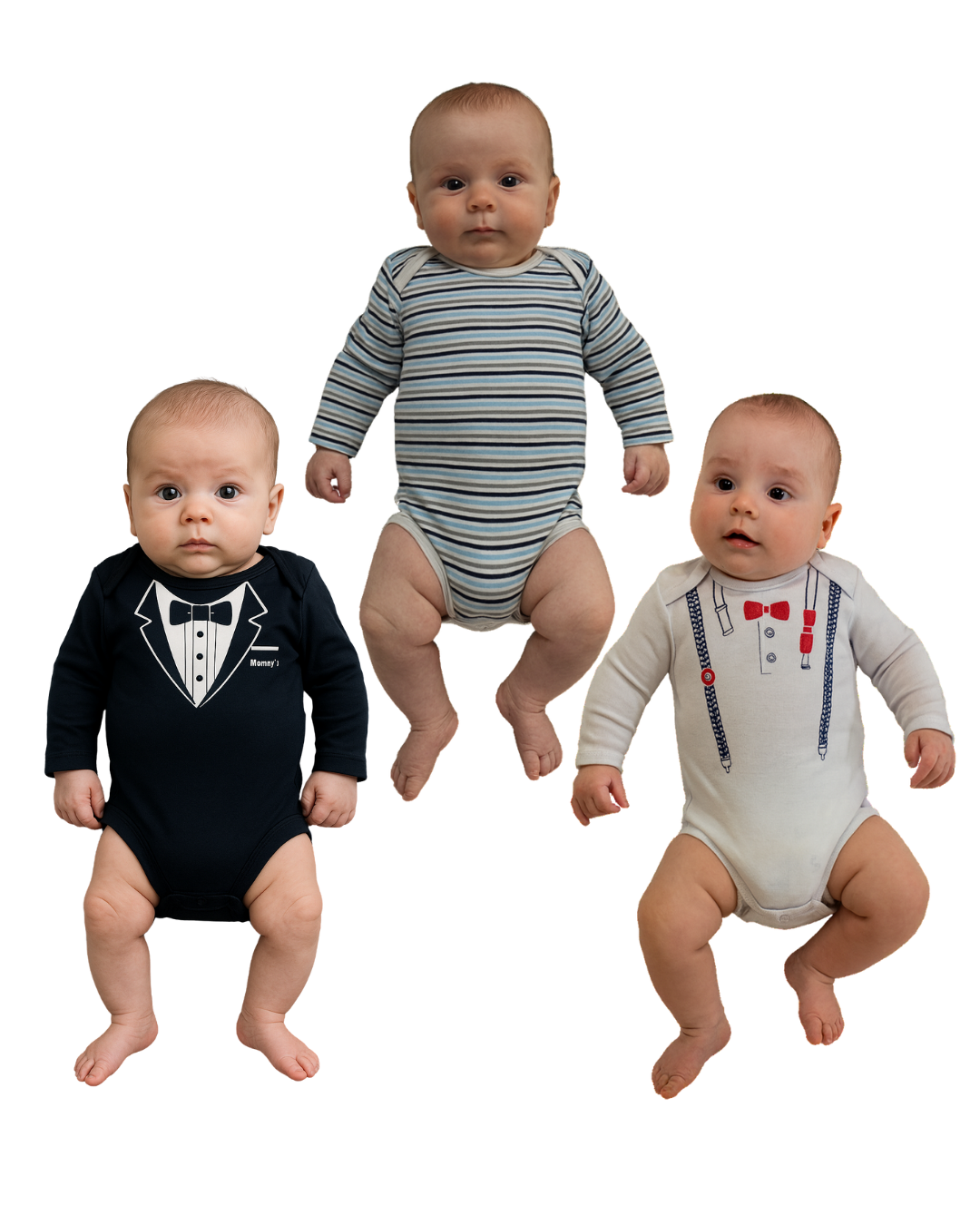 Set de 3 Bodys Bebé Niño | Set de 3 Diseños de 0 a 6 meses