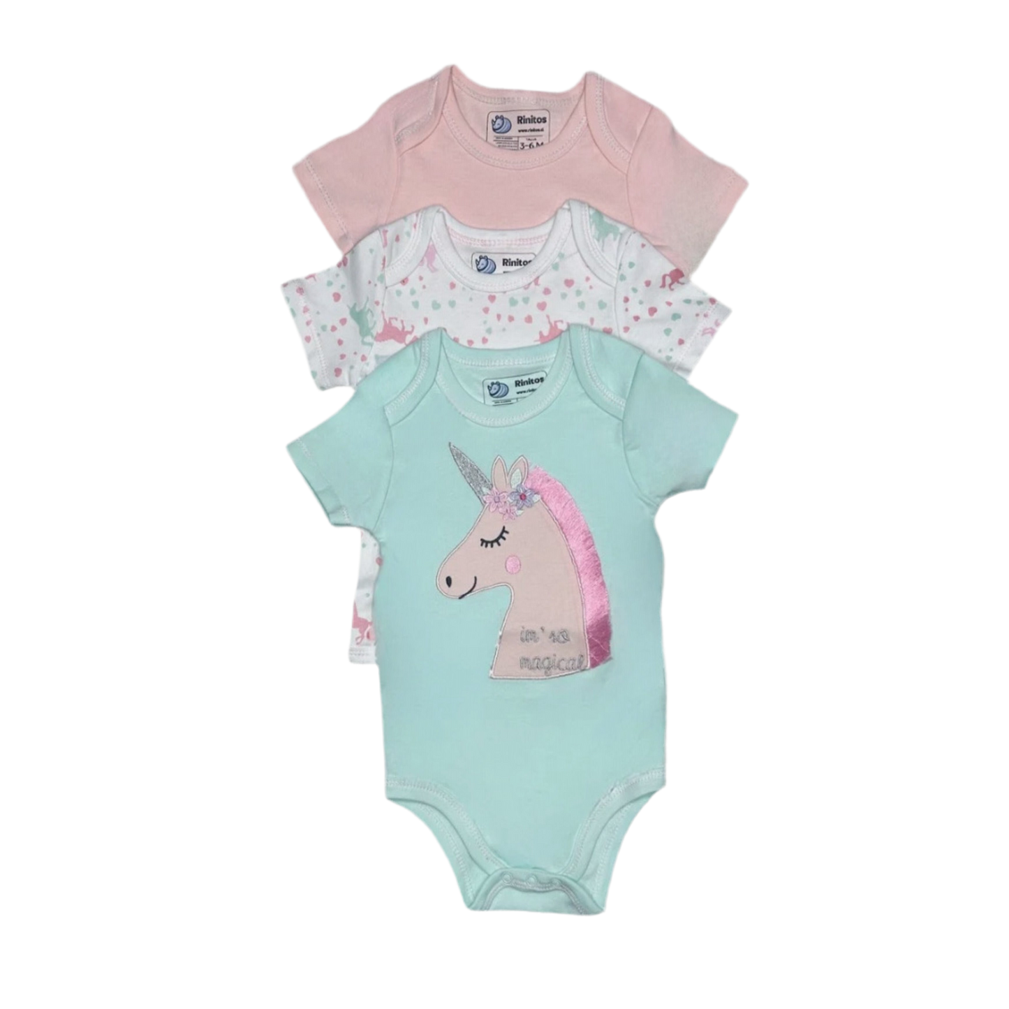 Bodys de niña 100% algodón – Set de 3 diseños exclusivos | Rinitos