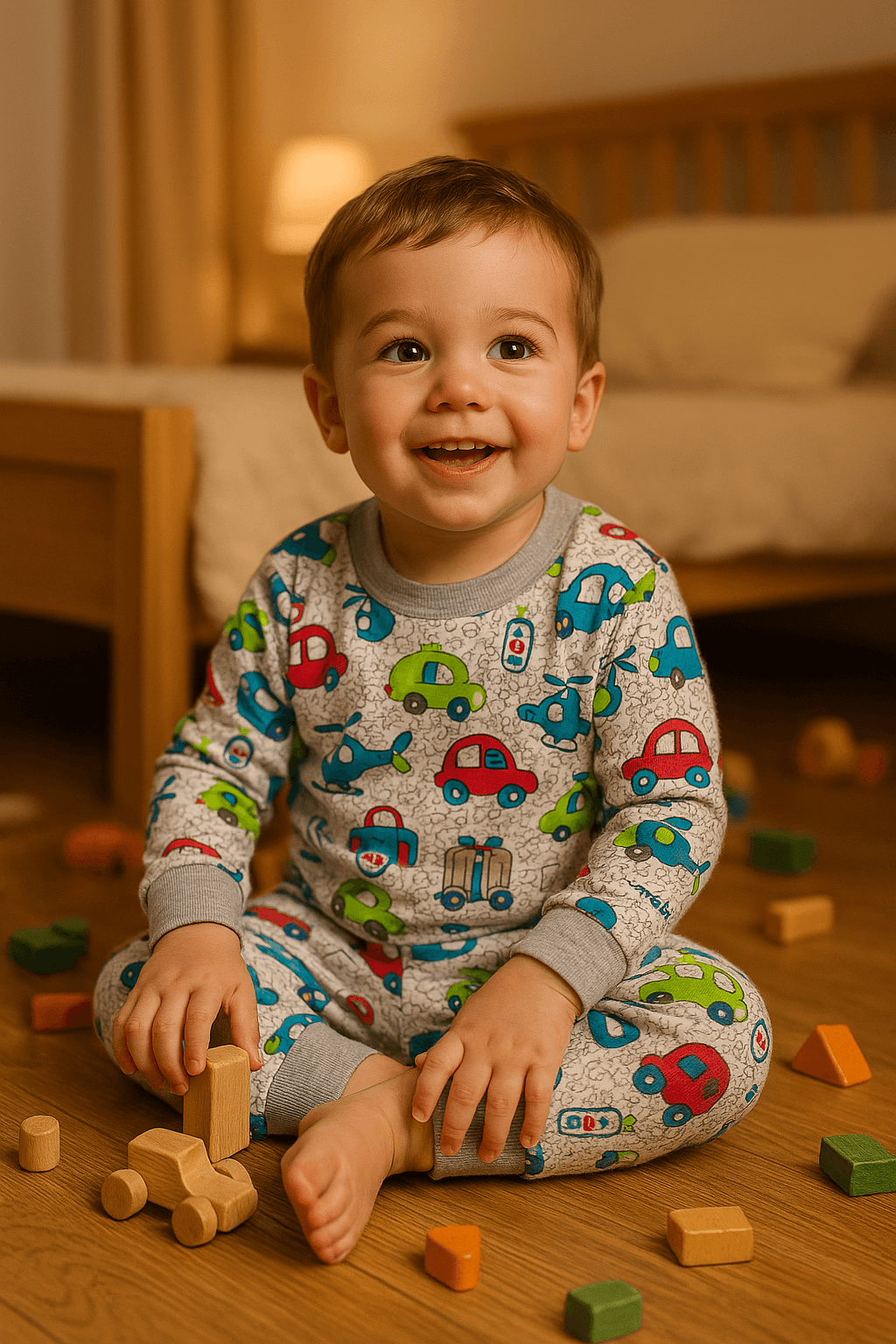 Pijama de Franela Autitos de Colores – Otoño Invierno 9-24M