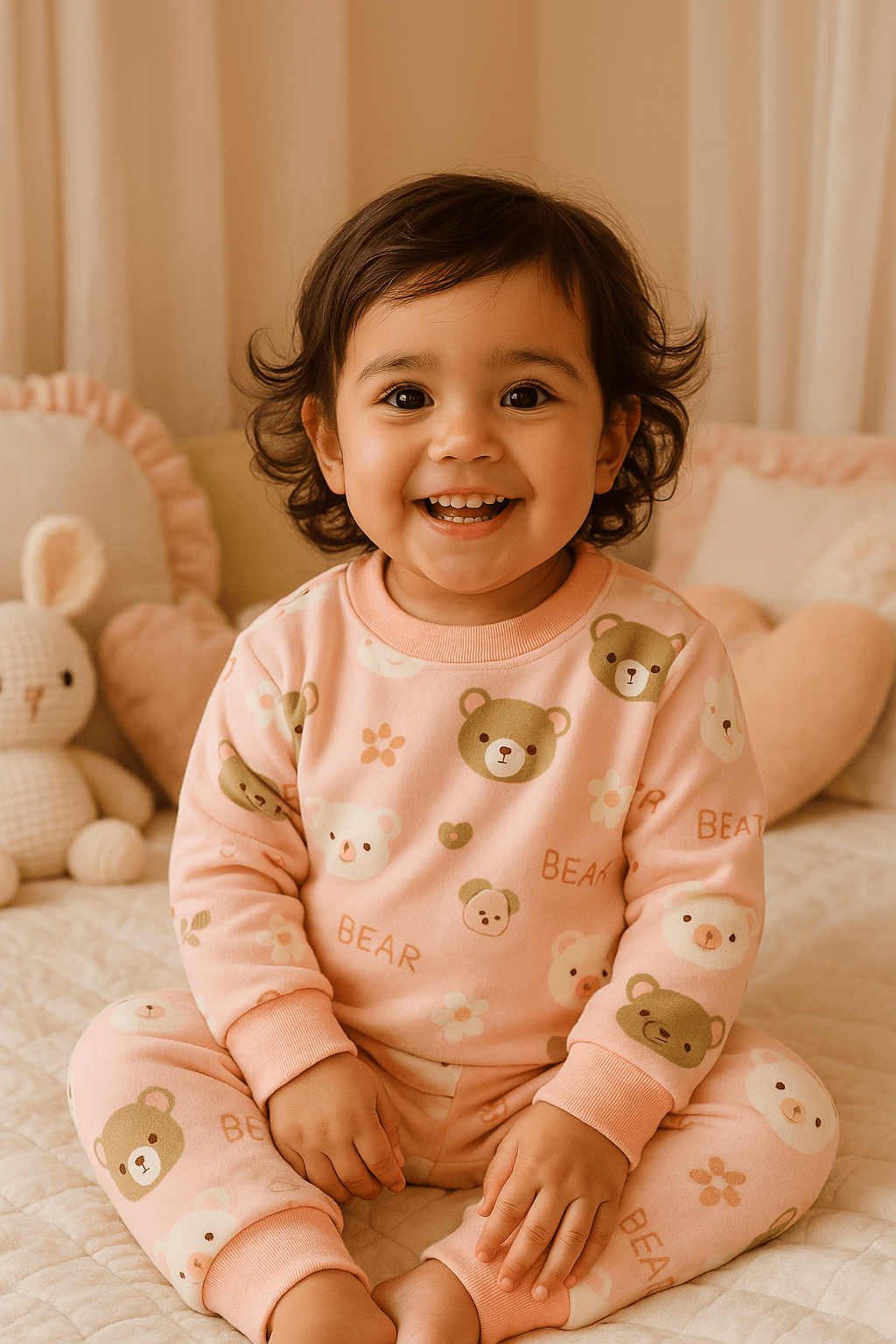 Pijama de Franela Ositos Rosa – Otoño Invierno 9-24M