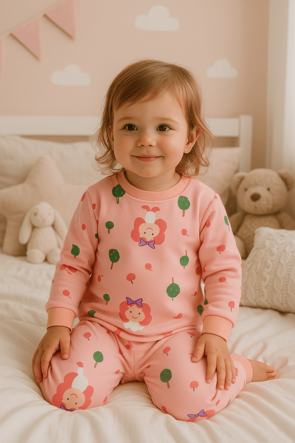 Pijama de Franela Rosado de Princesa – Otoño Invierno 9-24M