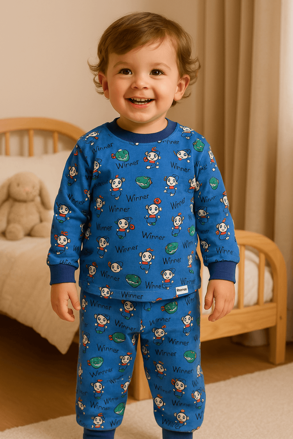 Pijama de Franela Azul Personajes Animados – Otoño Invierno 9-24M