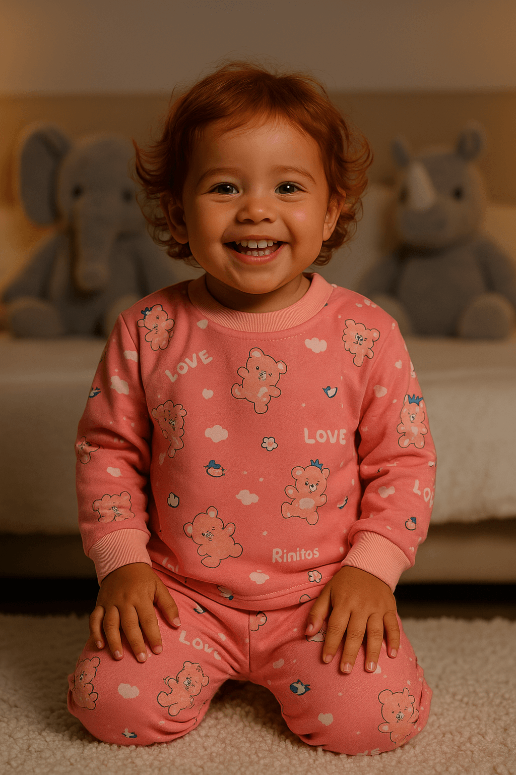Pijama de Franela Rosa con Ositos – Otoño Invierno 9-24M