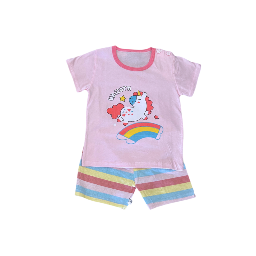 Pijama corto de verano Niña - Unicornio 9-24M