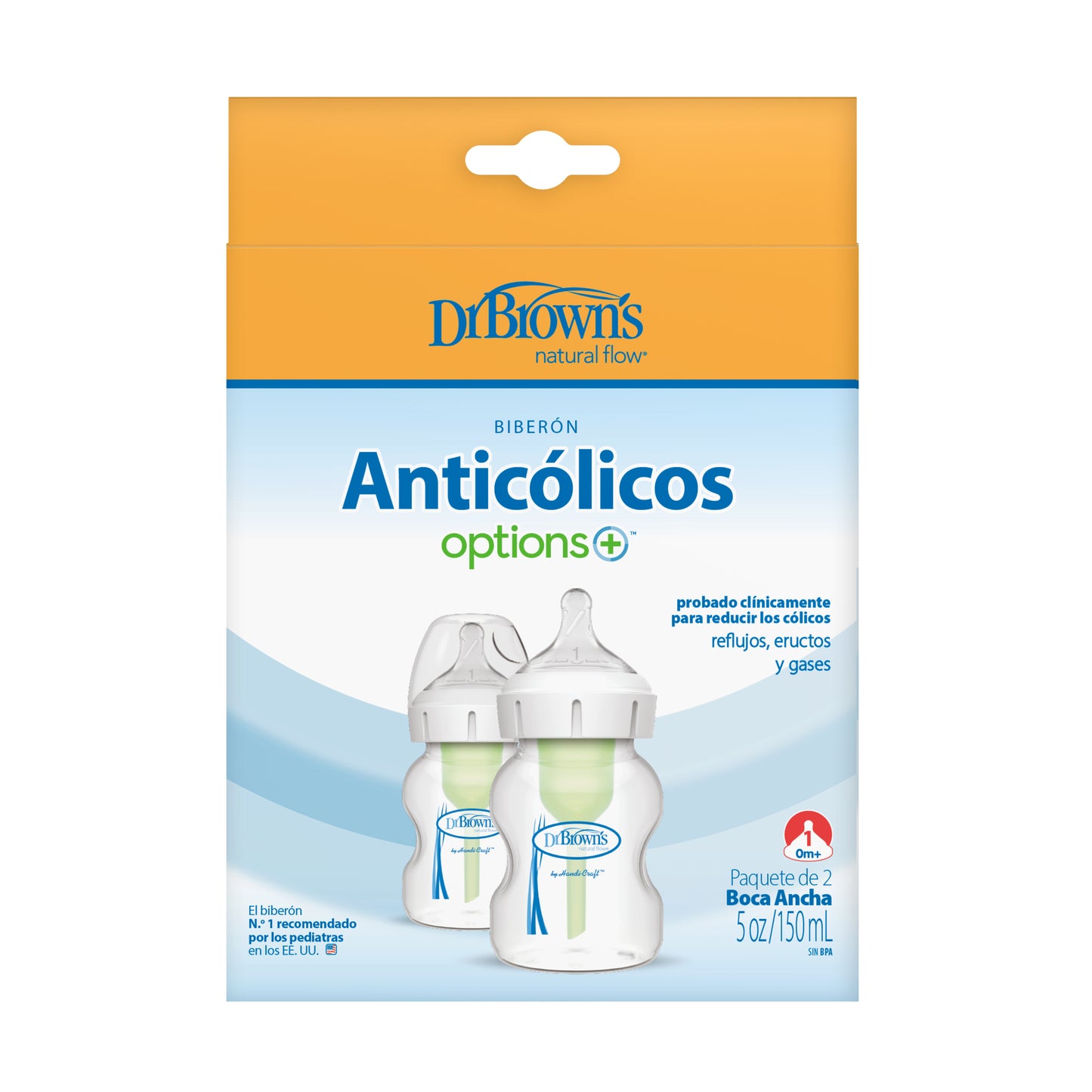 Pack 2 Mamaderas Anticólico Boca Ancha 150ml