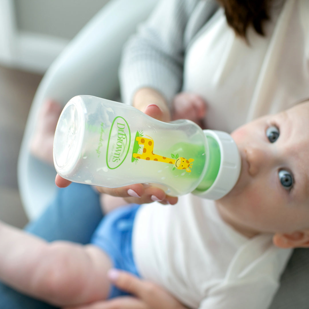 Pack 2 Mamaderas Anticólico Boca Ancha 270ml, Jirafa c/Tetina 3M+