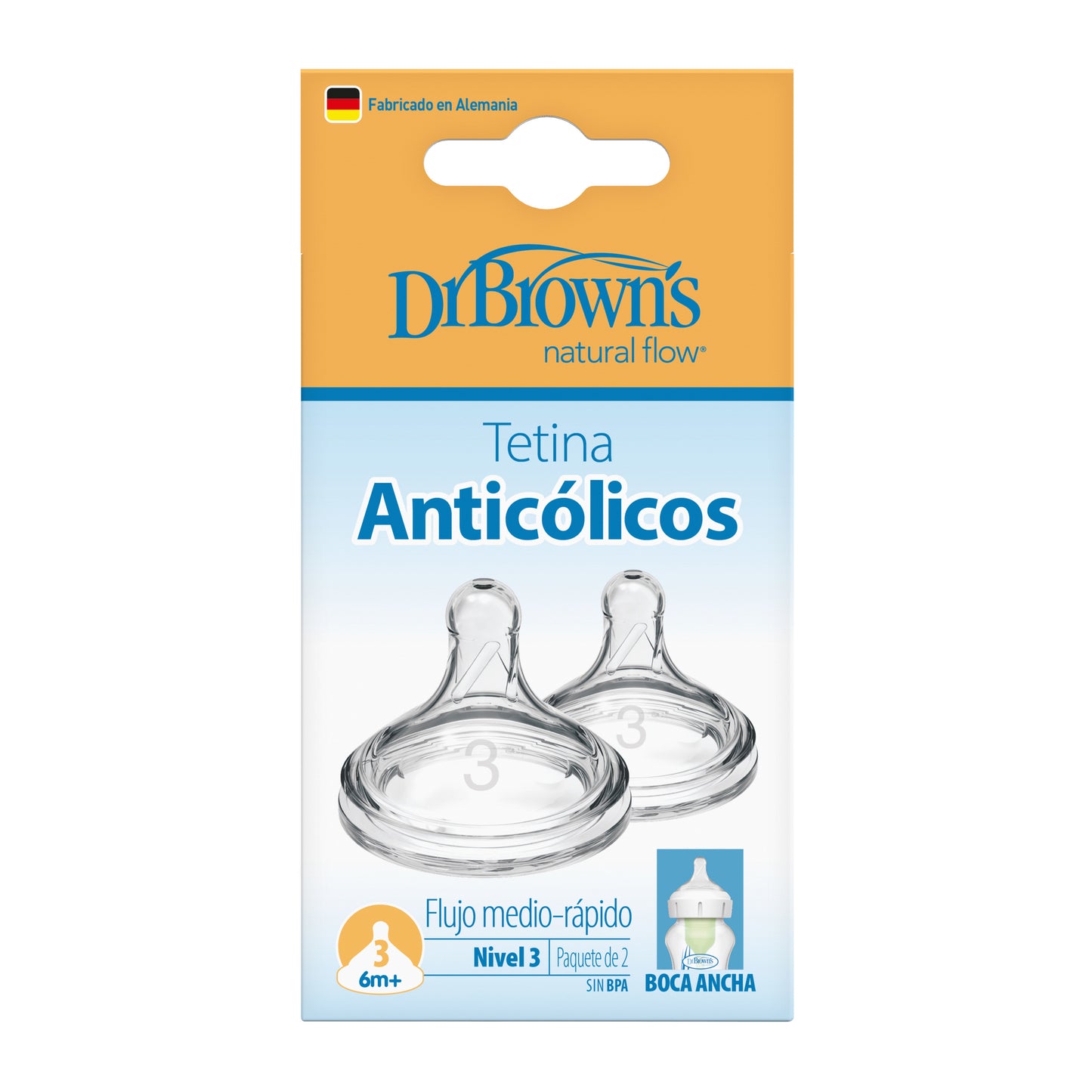 Tetina Anticólico Boca Ancha 2UN 6M+