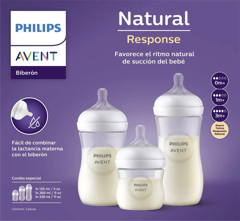 Set Triple Pack Avent 125ml+ 260ml y 330ml