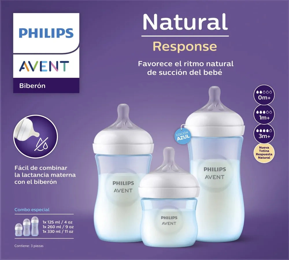 Set Triple Pack Avent 125ml+ 260ml y 330ml