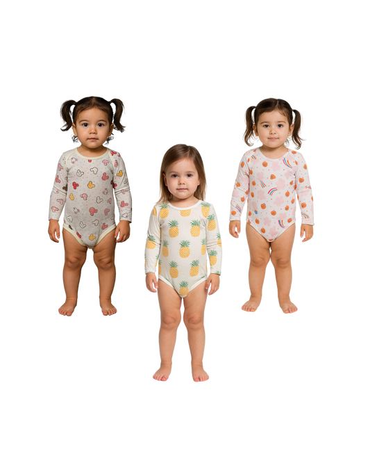 Bodys de niña 100% algodón – Set de 3 diseños | 36 meses