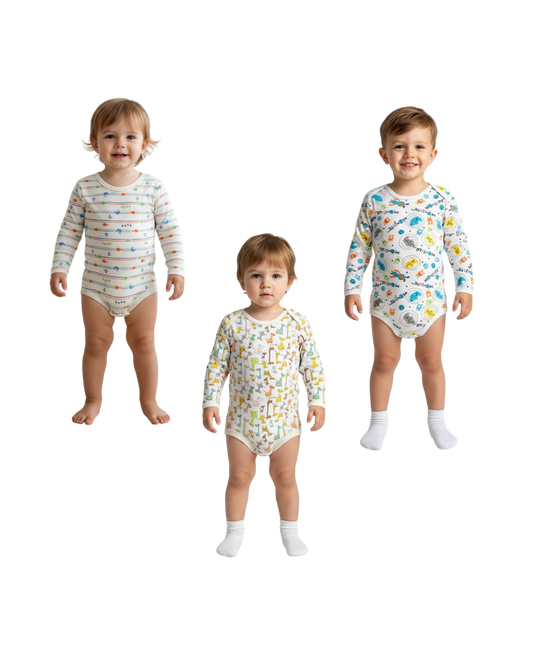 Bodys de niño 100% algodón- Set de 3 diseños diferentes | 36 meses