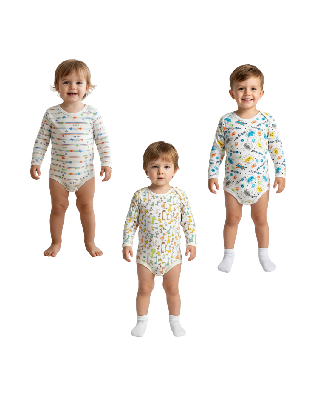Bodys de niño 100% algodón- Set de 3 diseños diferentes | 36 meses
