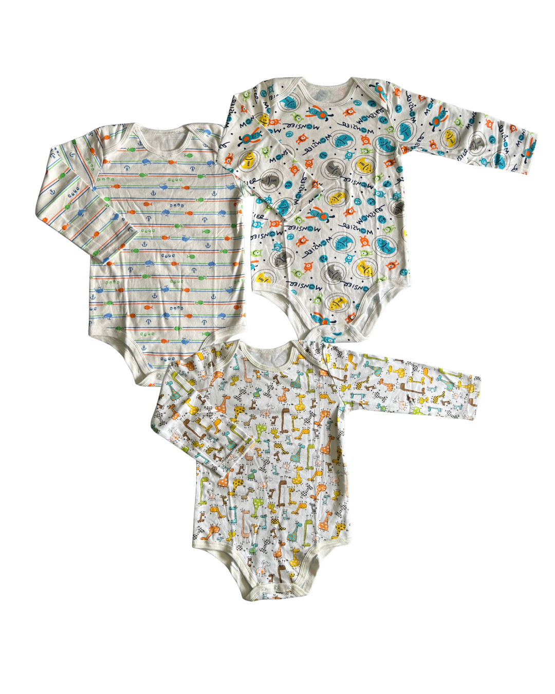 Bodys de niño 100% algodón- Set de 3 diseños diferentes | 36 meses