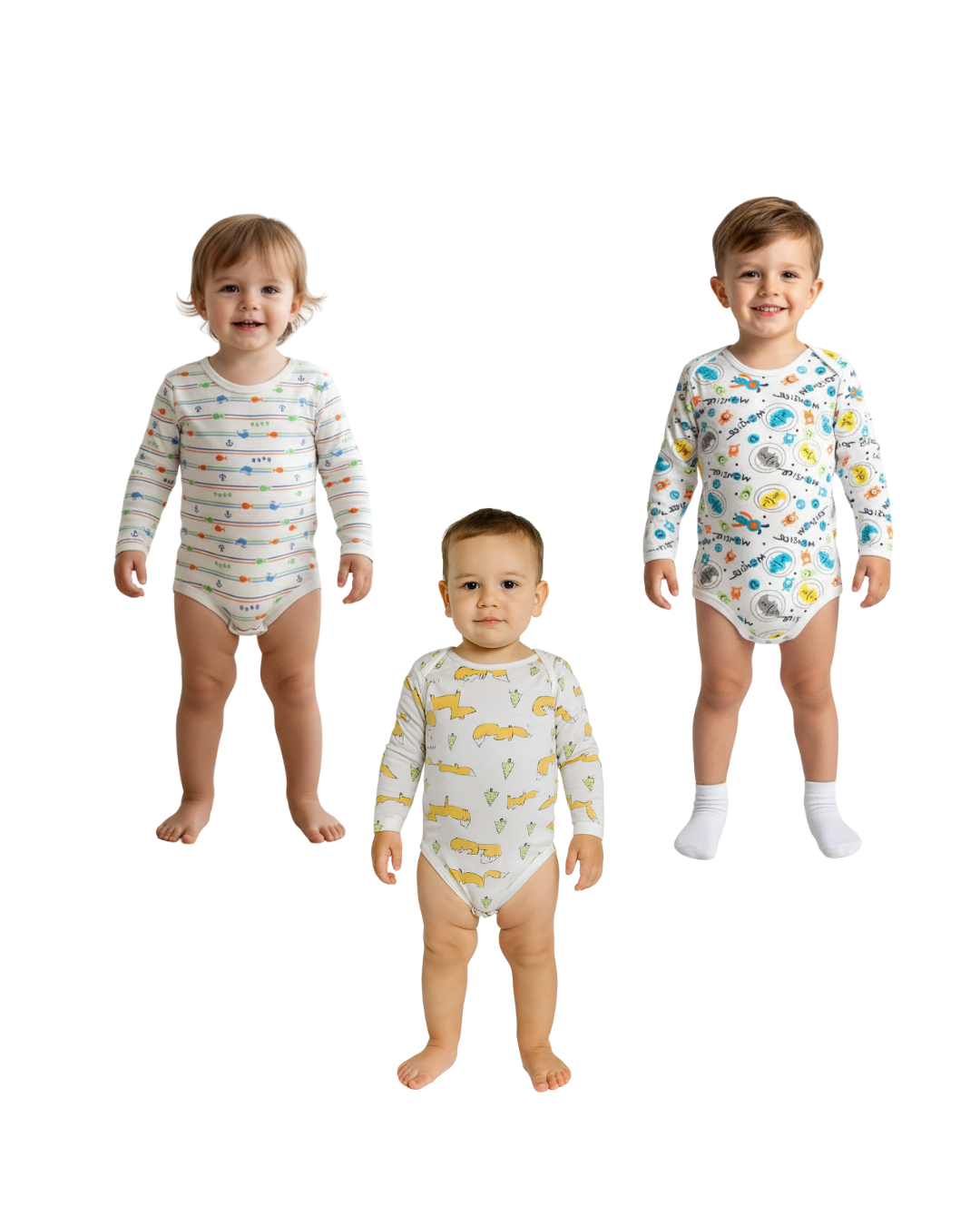Bodys de niño 100% algodón- Set de 3 diseños diferentes | 36 meses
