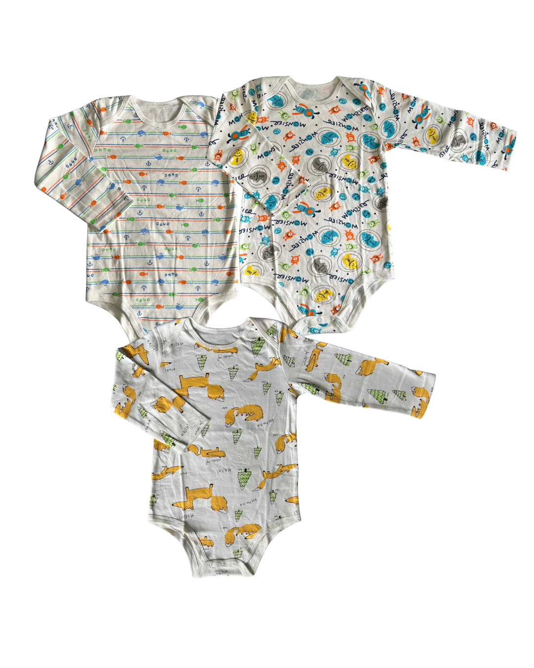Bodys de niño 100% algodón- Set de 3 diseños diferentes | 36 meses