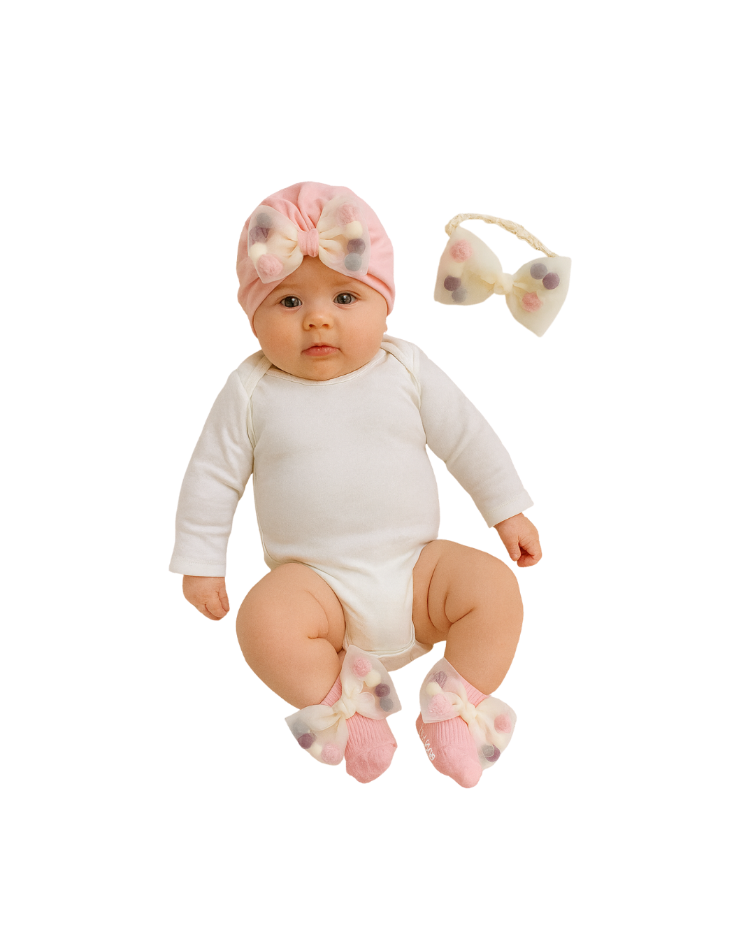 Set Niña Cintillo, Gorro y Calcetines