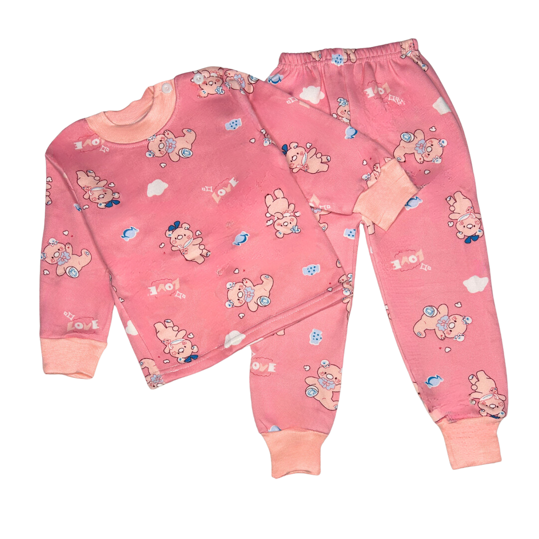 Pijama de Franela Rosa con Ositos – Otoño Invierno 9-24M