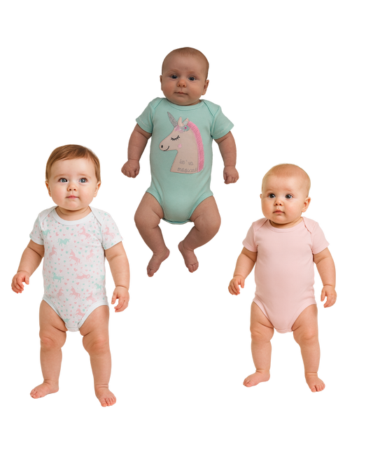 Bodys de niña 100% algodón – Set de 3 diseños exclusivos | Rinitos
